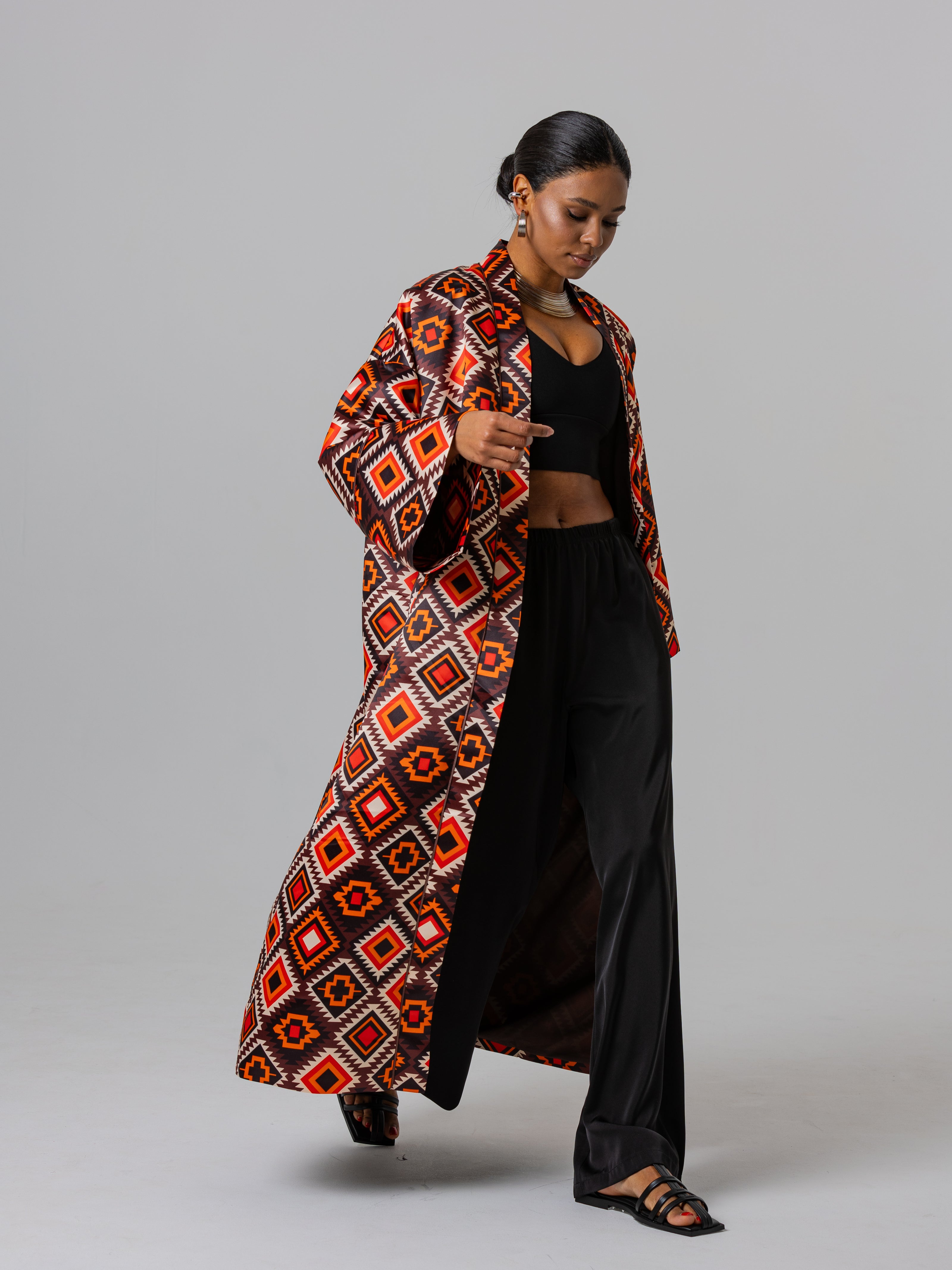 Oversized Red Patterned Robe