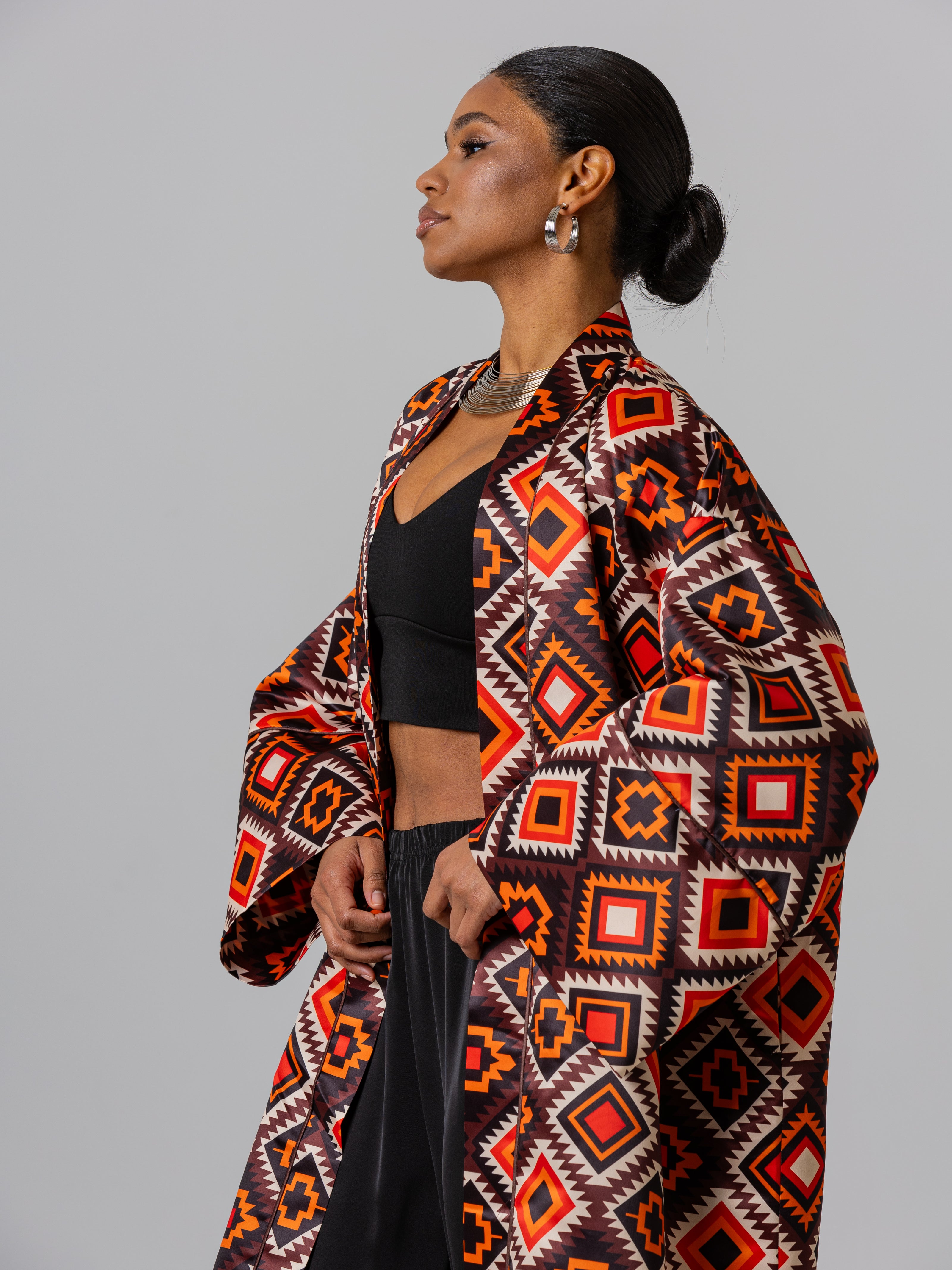 Oversized Red Patterned Robe