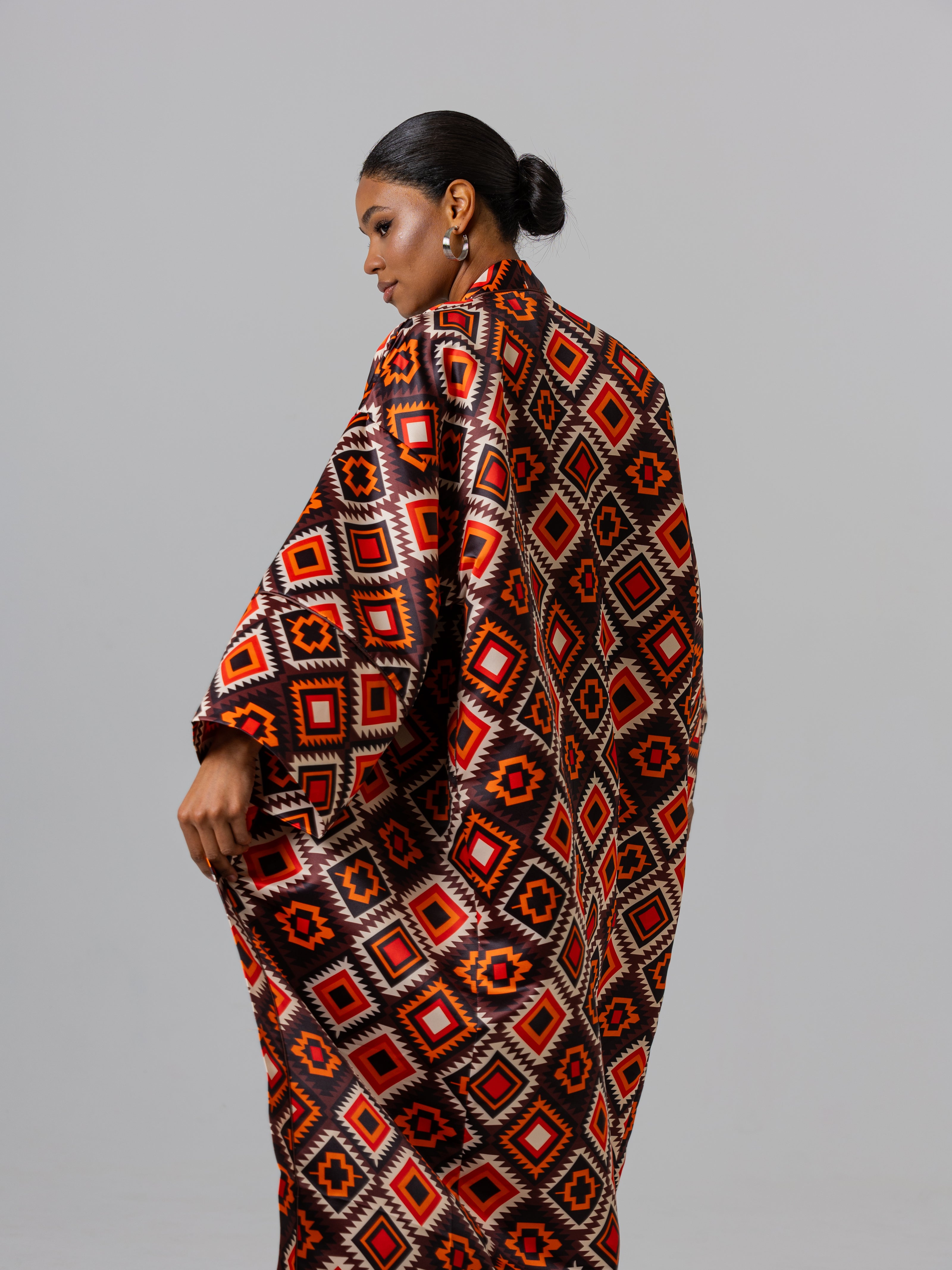 Oversized Red Patterned Robe