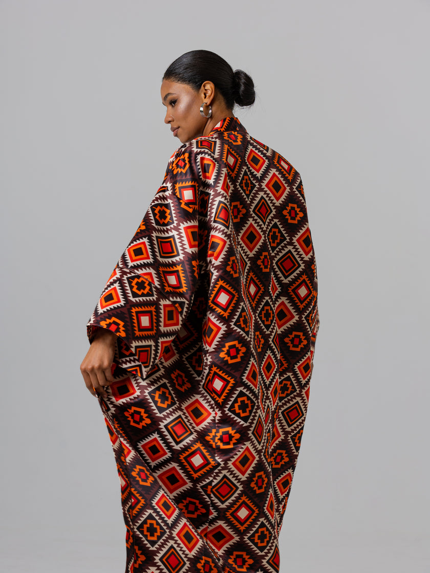 Oversized Red Patterned Robe