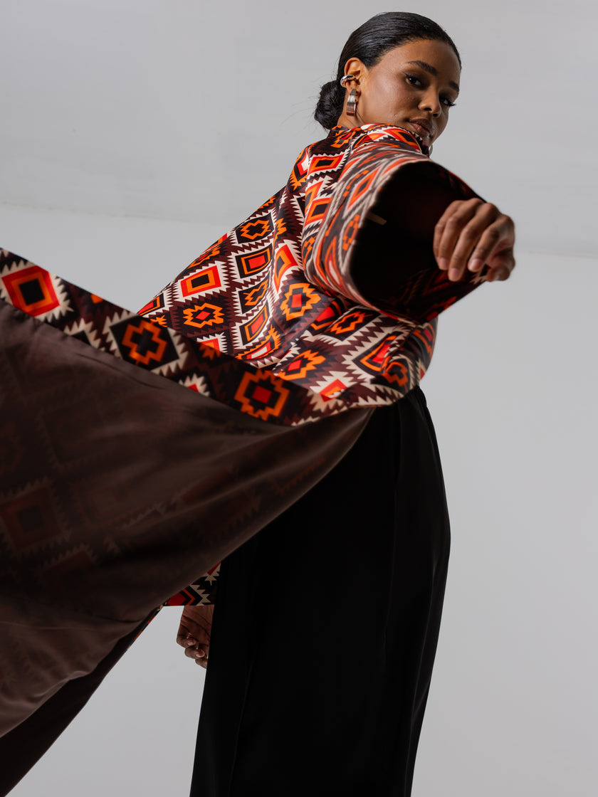 Oversized Red Patterned Robe