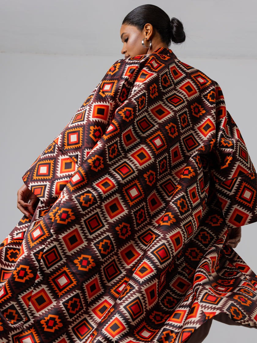 Oversized Red Patterned Robe
