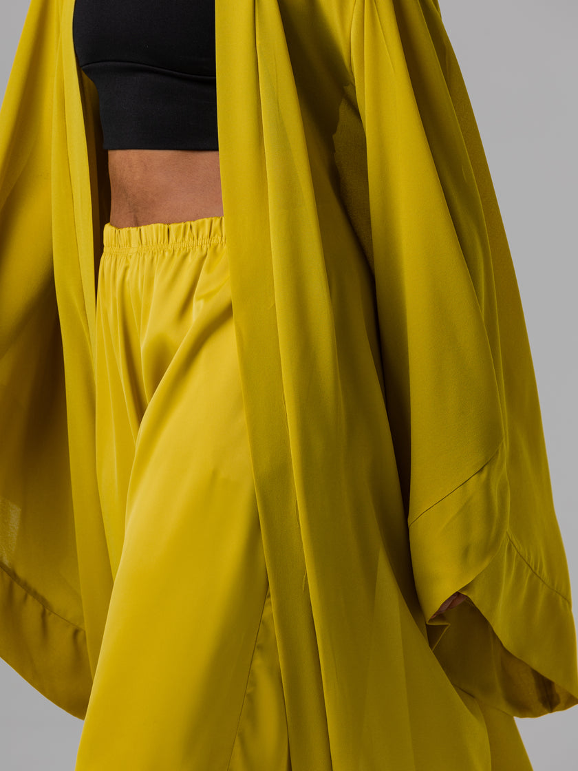 An elegant satin kimono set